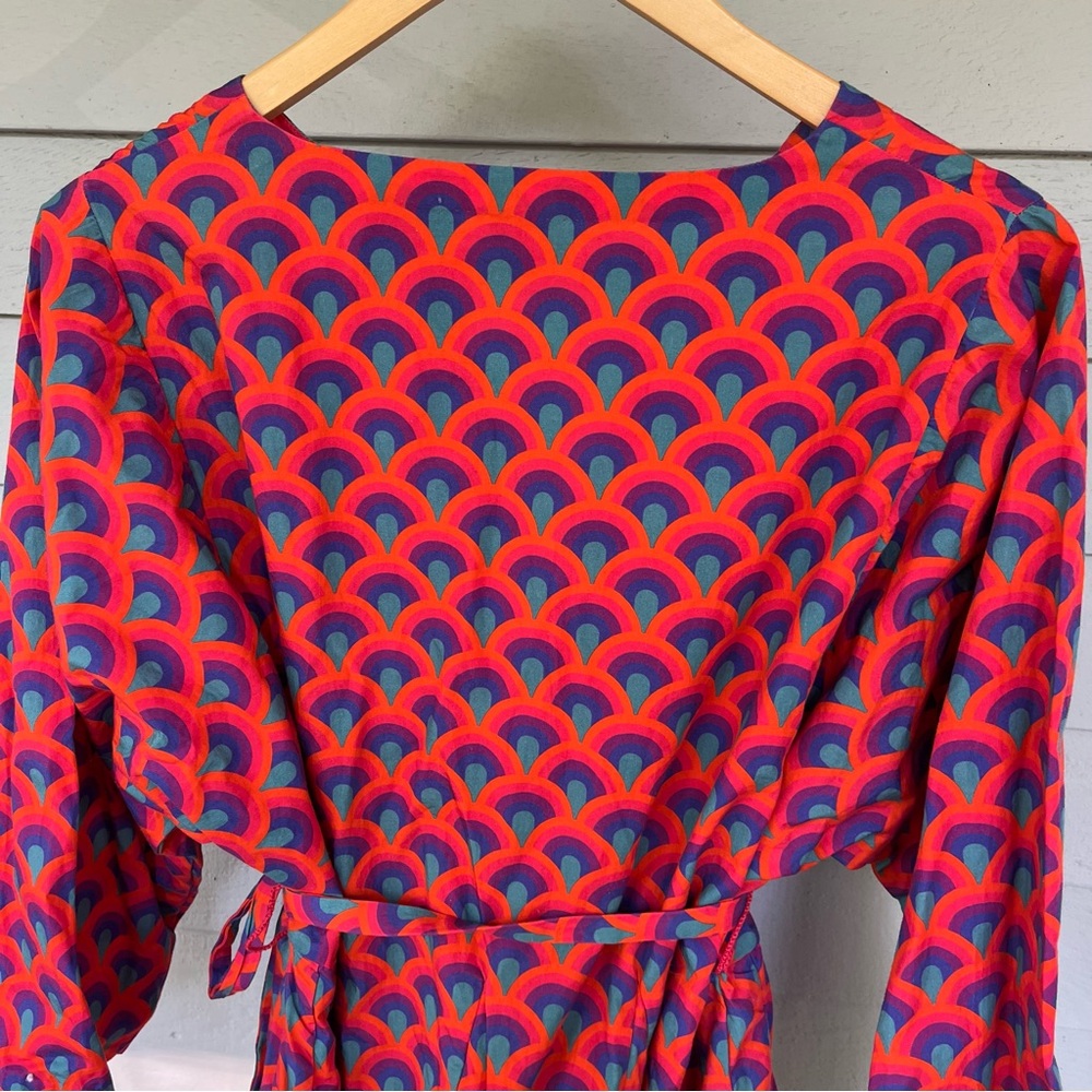 Rhode Mini Dress Ruffled Belted Red Summer Ryan US M - Picture 7 of 9